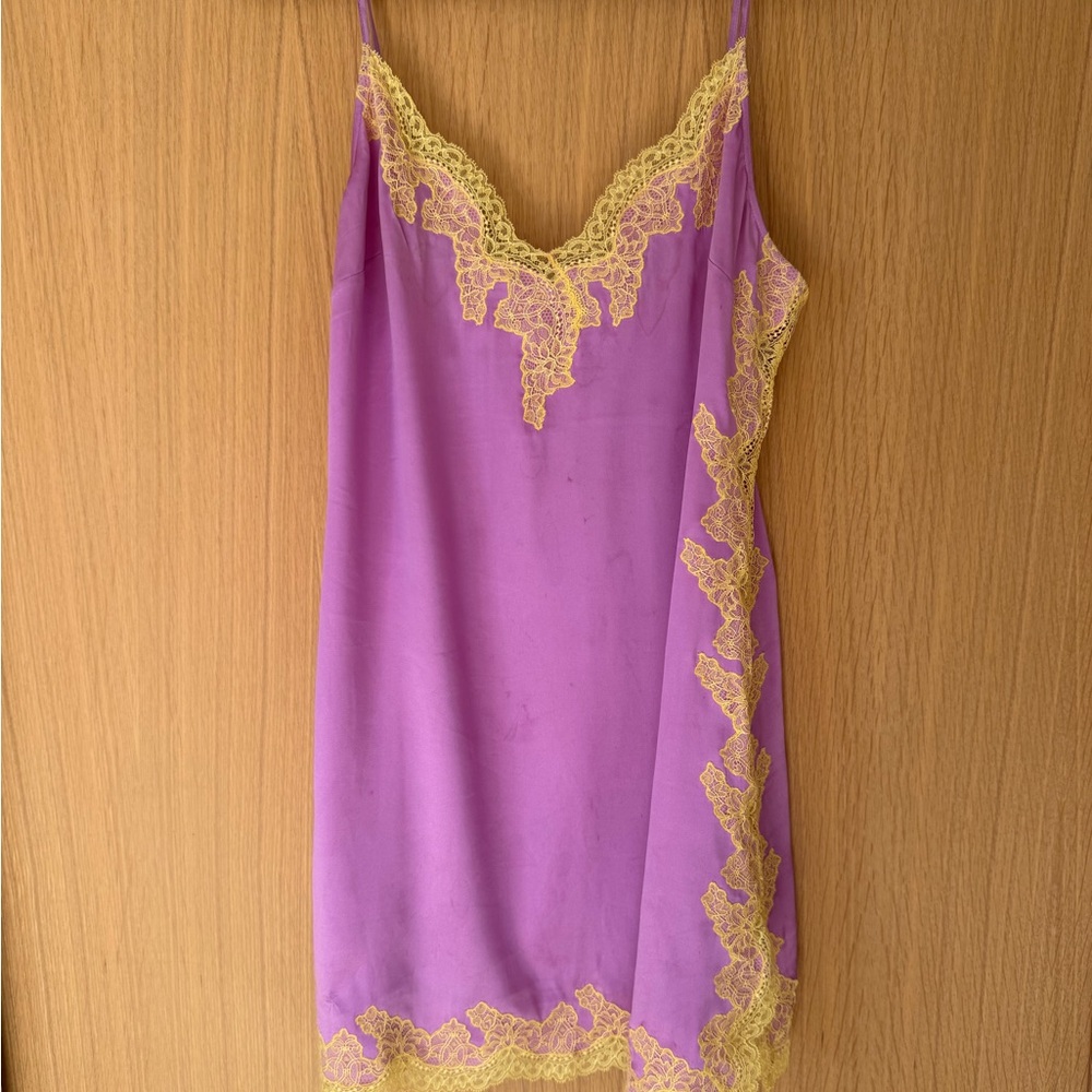 Agent Provocateur Purple Chemise with Yellow Lace